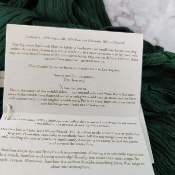 Savannah Morrow Zuni Dress in Emerald Green Long Sleeve Midi NWT XS Silk Bamboo - Picture 9 of 10